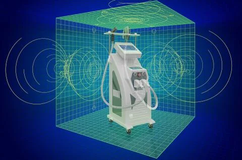 Visualization 3d cad model of Professional Laser Tattoo Removal Machine, blue Illustrazione stock