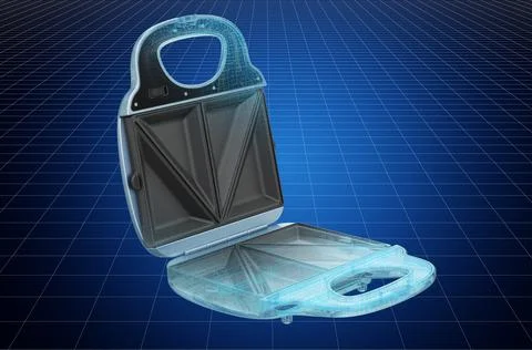 Visualization 3d cad model of sandwich toaster blueprint. 3D rendering Stock-Illustration