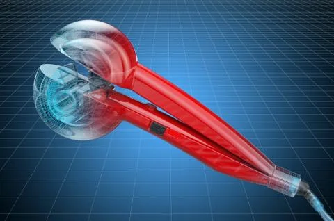 Visualization 3d cad model of Steam Curling Wand. 3D rendering Stock Illustration