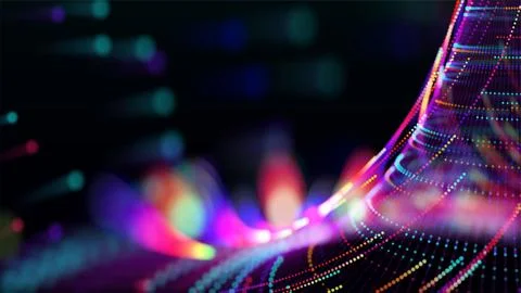 Visualization of abstract futuristic digital architecture. Abstract vortex of Stock Illustration