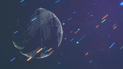 Visualization of active cosmic swirl with glitch effect and colorful celestial Stock Illustration
