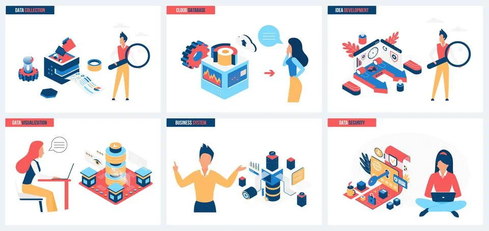 Visualization and online data collection, analytics, idea development and Stockillustratie