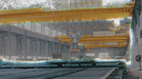 Visualization of artificial intelligence in a factory. Scanning in the Stock Footage 274256788