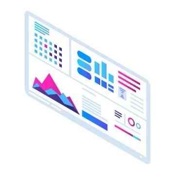 Visualization banner icon, isometric style Stock Illustration