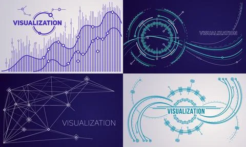 Visualization banner set, outline style イラスト素材