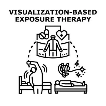 Visualization based exposure therapy concept virtual reality treatment Stock Illustration