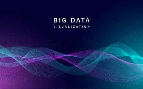 Visualization big data banner, realistic style Stock Illustration