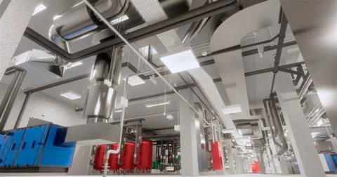 Visualization of BIM model of engineering communications of the building Stock Illustration