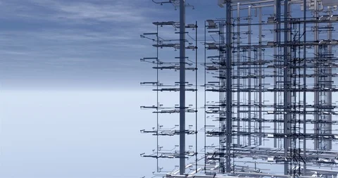 Visualization of a BIM model of mep an office building without walls 库存影片 116782019