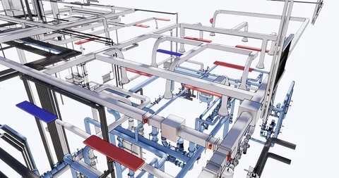 Visualization of a BIM model of mep an office building without walls 库存影片 116786239