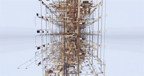 Visualization of a BIM model of mep an office building without walls 库存影片 116787129