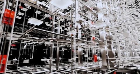 Visualization of a BIM model of mep an office building without walls 库存影片 116787499