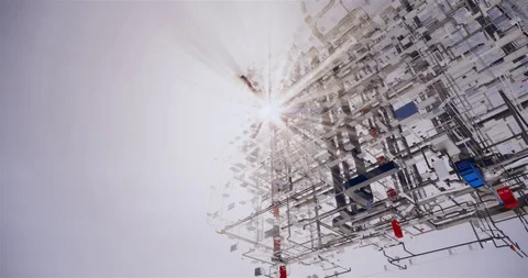 Visualization of a BIM model of mep an office building without walls 库存影片 116788482