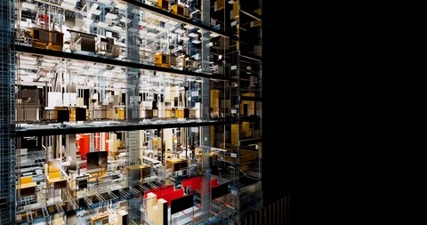 Visualization of a BIM model of an office building with transparent walls Stock Footage 116786795