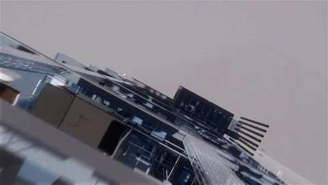 Visualization of BIM model of office building with transparent walls (roof view) 库存影片 116787924