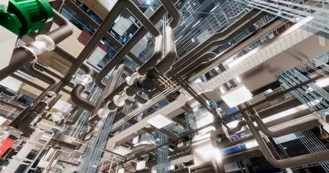 Visualization of a BIM model of utilites office building Stock Illustration