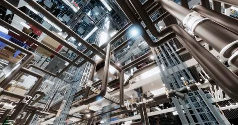 Visualization of a BIM model of utilites office building Stock Illustration