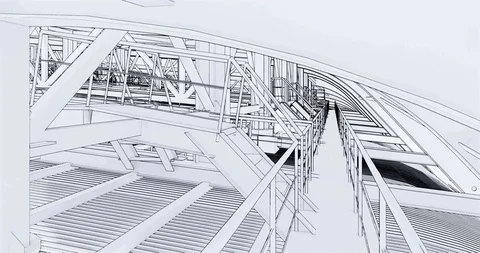 Visualization of bim models of metal supporting structures in drawing style 库存影片 116785981
