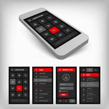 Visualization of black and red ui Stock-Illustration
