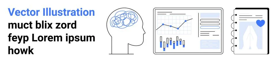 Visualization of Brain Activity, Data Analytics, and Digital Note-taking Tool 스톡 일러스트