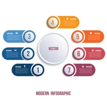 Visualization of business presentations by modern infographics 7 positions Stock Illustration