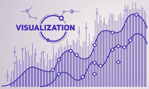 Visualization chart concept background, outline style Illustrazione stock