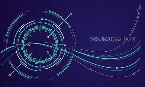 Visualization circle concept background, outline style Stock Illustration