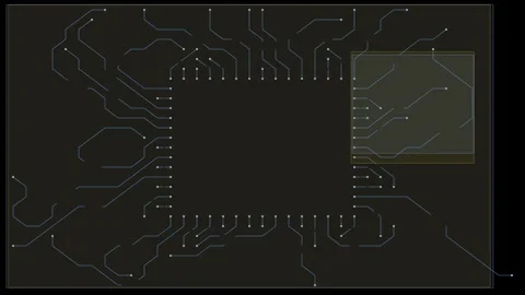 Visualization of circuit board circuit with dynamic connection points. Video stock 320933671