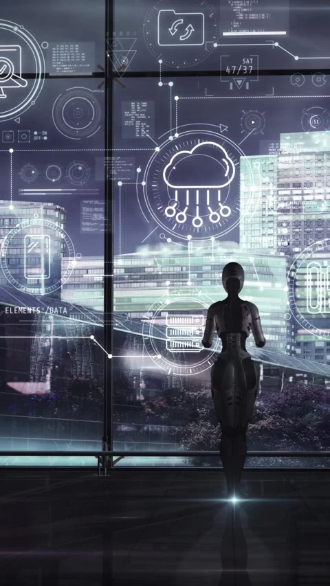 Visualization of cloud technologies under AI control Stock Footage 325321465