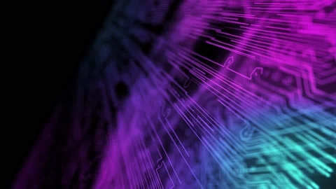 Visualization of the code processing processes of a futuristic PCB server Stock Footage 173062948