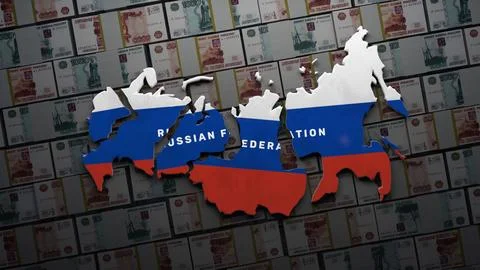 Visualization of collapse of Russia and financial crisis Stock Illustration