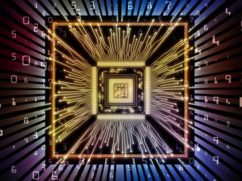 Visualization of Computer CPU 스톡 일러스트