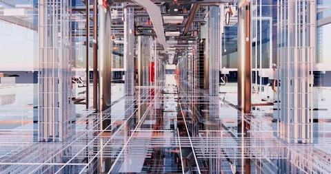 Visualization of the concept of BIM model utilities of the building Stock Footage 116784542