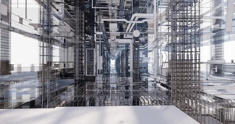 Visualization of the concept of BIM model utilities of the building	 库存影片 129251741