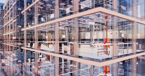 Visualization of the concept of BIM model utilities of the building Stock Illustration