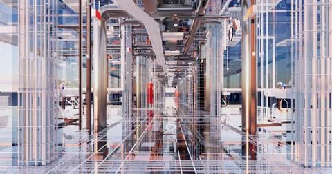 Visualization of the concept of BIM model utilities of the building Stock Illustration