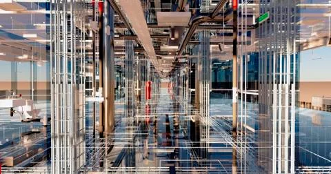 Visualization of the concept of BIM model utilities of the building Stock Illustration