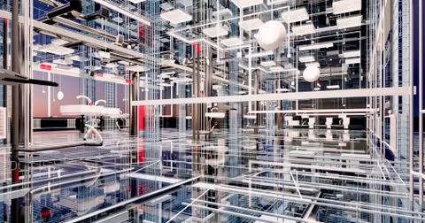 Visualization of the concept of BIM model utilities of the building Stock Illustration