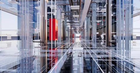 Visualization of the concept of BIM model utilities of the building Stock Illustration