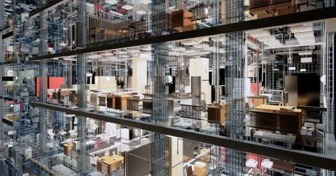 Visualization of the concept of BIM model utilities of the building Stock Illustration