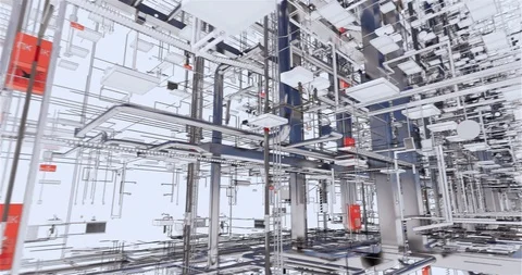 Visualization of the conceptual BIM model utilities of the building 库存影片 116787604