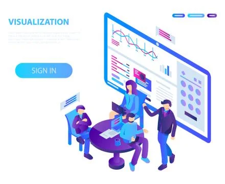 Visualization conference concept background, isometric style イラスト素材