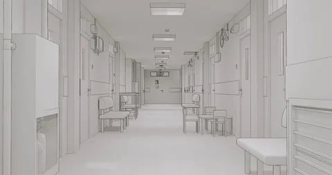 Visualization of the corridor interior of the medical institution 库存影片 117437956