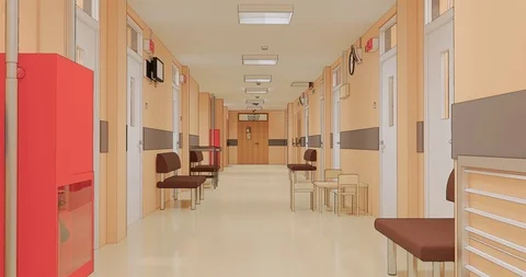 Visualization of the corridor interior of the medical institution 库存影片 117438004