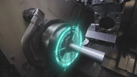 Visualization Creating a metal part on a modern CNC machine. Metal processing on Stock Footage 243912899