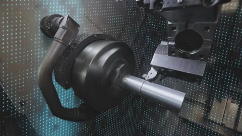 Visualization Creating a metal part on a modern CNC machine. Metal processing on Stock Footage 274053245