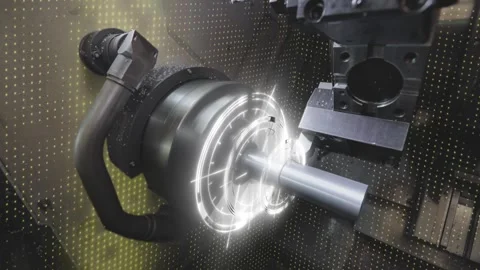 Visualization Creating a metal part on a modern CNC machine. Metal processing on Stock Footage 274256569