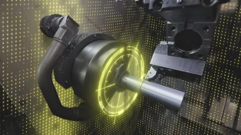 Visualization Creating a metal part on a modern CNC machine. Metal processing on Stock Footage 274473155