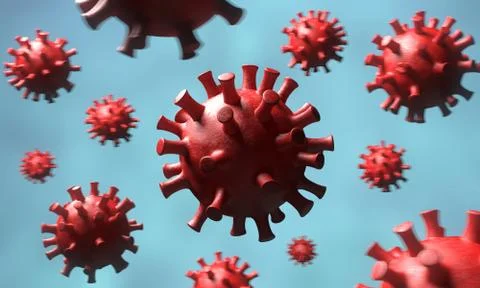 Visualization of the dangerous Coronavirus 2019-nCov. 3D Rendering Stock Illustration