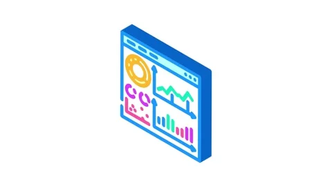 Visualization dashboard isometric icon animation Stock Footage 327281028
